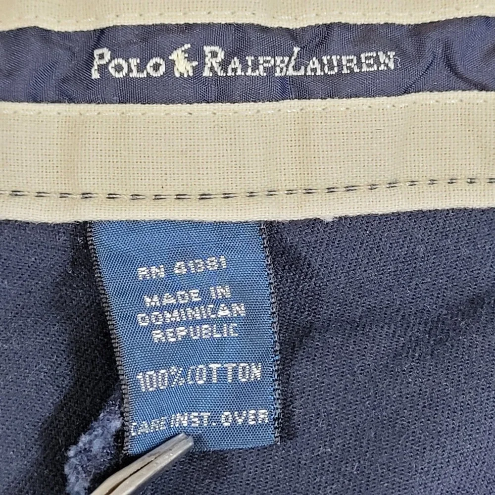 Polo Ralph Lauren Andrew Pant Mens 42x34 Navy Blue Pleated Cotton Chino Trousers
